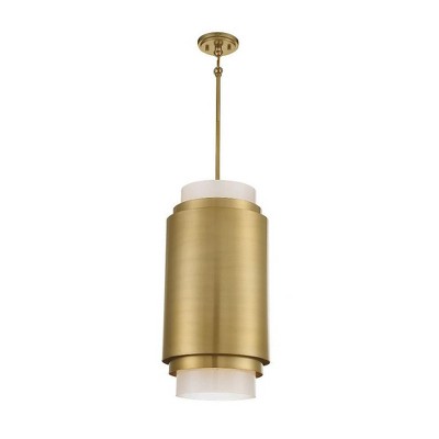 Beacon Modern Frosted Glass 3-Light Pendant in Burnished Brass