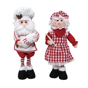 Transpac Plush Baking Santa and Mrs Claus Figurines Set for Christmas Tabletop Decor Multicolor Polyester Indoor Gifts - 1 of 1