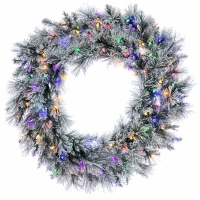 Vickerman 36" Flocked Jackson Pine Artificial Pre-lit Wreath With 100 ...