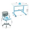 Infans Height Adjustable Kids Desk & Chair Set Study Desk Chair w/Sit-brake Caster Blue - 3 of 4