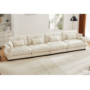 Oversized 166" Velvet Modular 4-seater Sectional Sofa with Bolstered Armrests, 4-Piece Free combination Sofa - 1 of 4