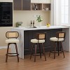 QingMoon Bar Stools Set of 2,360° Swivel Counter Stools, with Rattan Back, Upholstered Faux Leather Barstools, for Island/Kitchen/Counter - 2 of 4