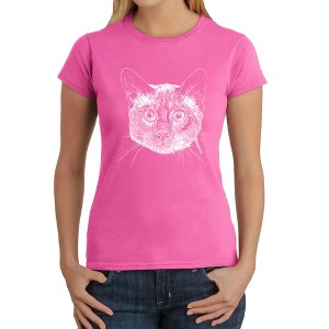 LA Pop Art Women's Word Art T-Shirt - Siamese Cat - 1 of 4