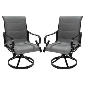 CLIHOME Outdoor Aluminium 360° Rotation Armrests Padded Chair(Set Of 2) - 1 of 4