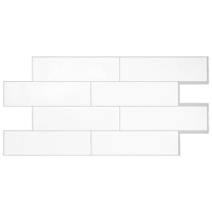 Smart Tiles 2pk Oslo XL Glossy Peel & Stick 3D Tile Paper Backsplash White: Vinyl Self-Adhesive Wall Tiles, 22.56" x 10.88" - 1 of 4