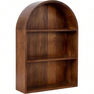 Modern Arched Wall Shelf 18x 26 Walnut Brown Transitional Arch Over - Toilet Entryway Storage Shelves - 1 of 4