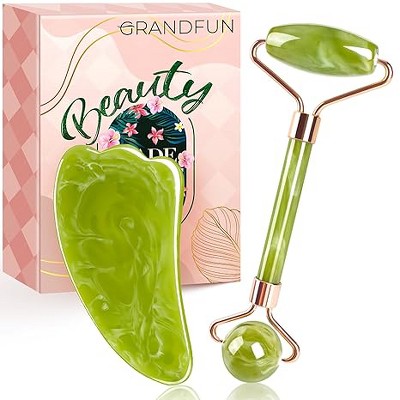 DOMETOUR Face Roller Gua Sha Tool Set Unique Birthday Present Facial Beauty Massager Gifts for Women Christmas Stuffers