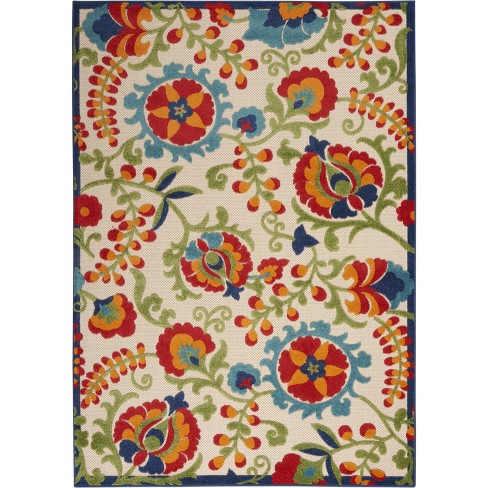 Nourison Aloha Alh17 Beige Red Blue, Outdoor Area Rugs Target
