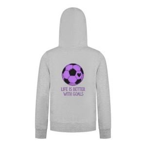Everyday Kids Sports Collection Life-Is-Better-With-Goals Soccer Girls Zip Up Hoodie – Purple Heart Ball Graphic Sweatshirt - 1 of 4
