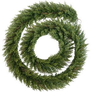 Vitalismo 6/9/12ft Artificial Realistic Christmas Garland Real Touch Faux Cypress Garland w/ Dried Branches for Fireplace Stairs Railing Dining Table - 1 of 4