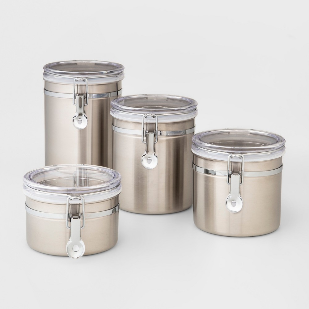 4pc Stainless Steel Food Storage Canister - Threshold&amp;#8482;