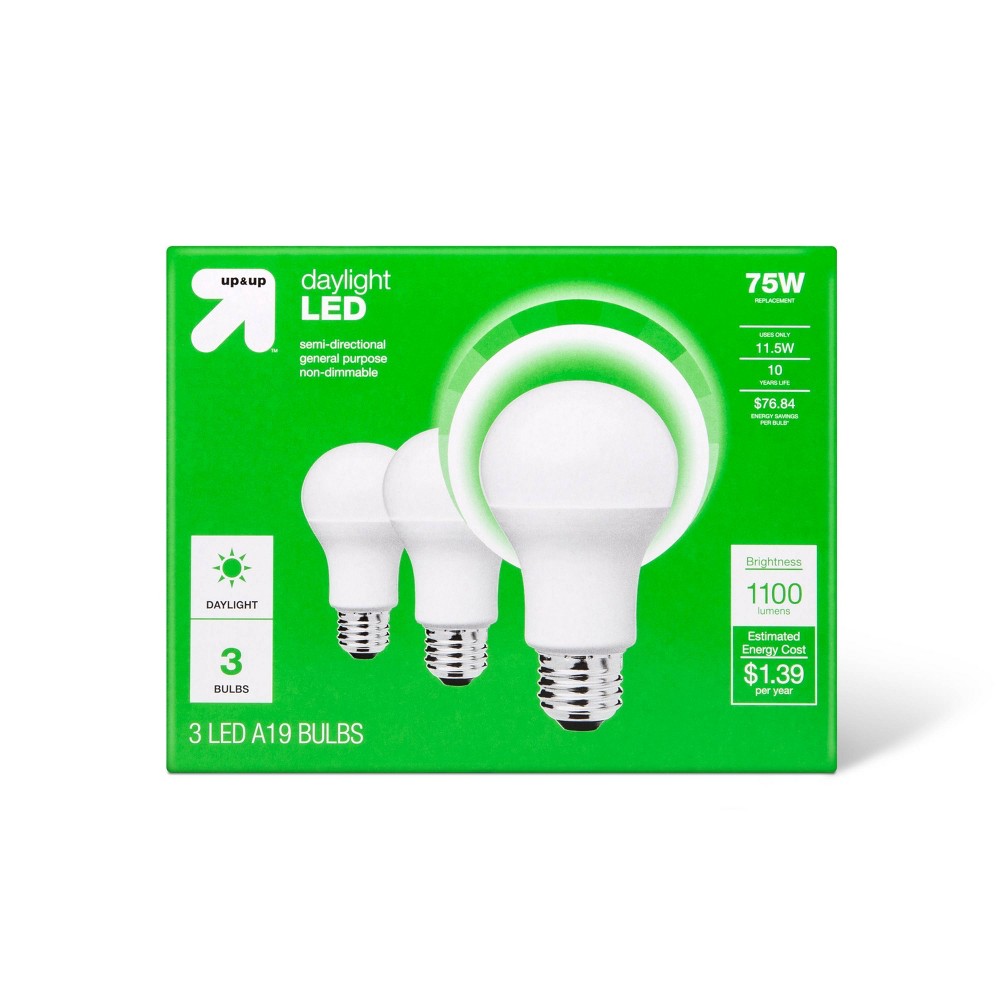 Photos - Light Bulb LED 75W 3pk Daylight  - up & up™