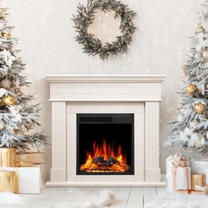 ZAFRO 43 Inch Electric Fireplace with Mantel Wooden Surround Firebox TV Stand,FreeStanding Electric Fireplace Heater Entertainment Center - 1 of 4