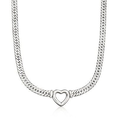 Ross-Simons Sterling Silver Cuban-Link Heart Necklace