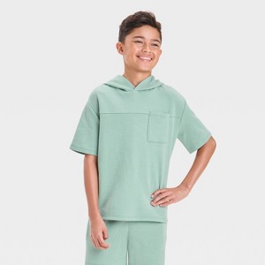 Boys' Knit Short Sleeve Hoodie Sweatshirt - art class™ - 1 of 3