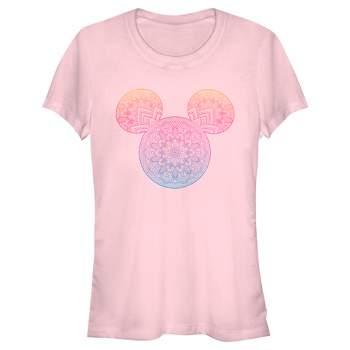 Juniors Womens Mickey & Friends Colorful Mandala Mickey Mouse Logo T-Shirt