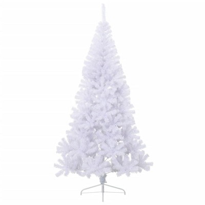 vidaXL Artificial Half Christmas Tree White PVC, Steel 59.1 in high - 7 x 4 ft White