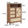 Rattan Storage Cabinet with 4 Drawers & Sliding Door, Buffet Sideboard Cabinet, Brown Rattan - 2 of 4
