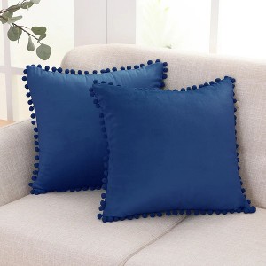 Deconovo Velvet Pom-Pom Throw Pillow Covers 2-Pack, Multiple Sizes - 1 of 4