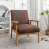 TiramisuBest Set of 2 Upholstered Teddy Faux Fur Dining Chairs with Adjustable Legs and Armrests, Comfortable Accent Chairs (Light Brown) - 2 of 4