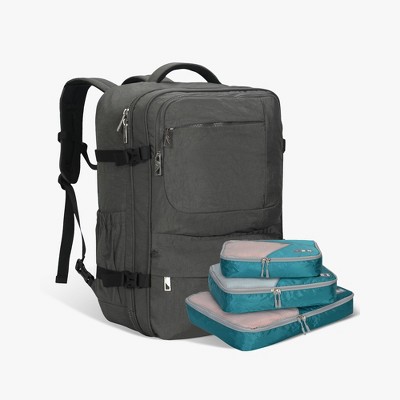 Hynes Eagle Voyager 44L Expandable Travel Backpack x PackPal Cube Set -Gray