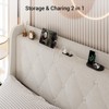 Full/Queen Upholstered Bed Frame w/ 4 Drawers, Charging Station & Wingback Headboard – Storage Platform, No Box Spring - 4 of 4