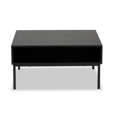 Sleek Two-Tone Oak and Black Square Coffee Table with Storage