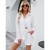 Womens 2 Piece Plisse Set Button Down Shirts with Shorts Summer Textured Top and Pants Casual Lounge Set Co-ord Sets for Women - White,L - 2 of 4