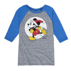 Boys' - Disney - Mickey Skating Christmas Raglan Graphic T-Shirt - 1 of 3