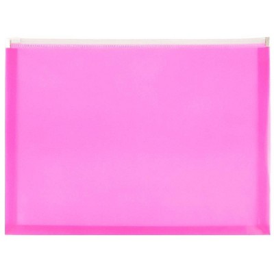 JAM Paper 12pk Plastic Envelopes with Zip Closure - Letter Booklet - 9 3/4 x 13 - Hot Pink