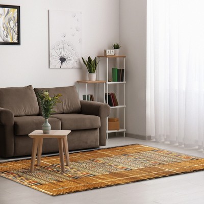 Sunset Gold Flat Woven 8' x 10' Synthetic Stripe Area Rug