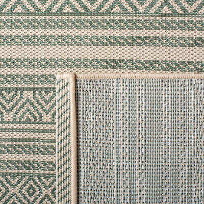 Beige and Dark Green 8' x 10' Stain-Resistant Synthetic Rug