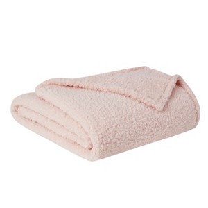 My World Full/Queen Cloud Faux Shearling Blanket Blush: Cozy Year-Round Comfort, Machine Washable - 1 of 2