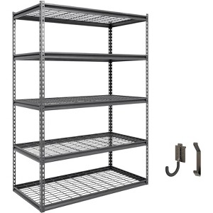 Atlas Shelving 5-Tier 48"x24"x72" Steel Boltless Shelving Load 4000lbs with Wire Deck Hammertone - 1 of 4