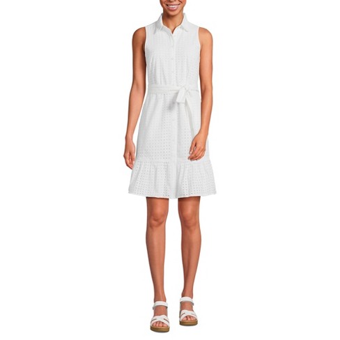 Lands End Women s Sleeveless Eyelet Shirt Dress 16 White Target