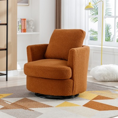 GDFStudio Bertha Swivel Boucle Upholstered 32" Wood and Steel Chair