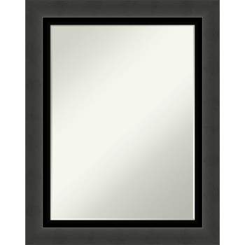 Amanti Art Tuxedo Black Petite Bevel Bathroom Wall Mirror 29 x 23 in.