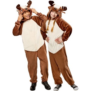 Rubies Kids' Reindeer Hooded Zipsters Costume - 1 of 4