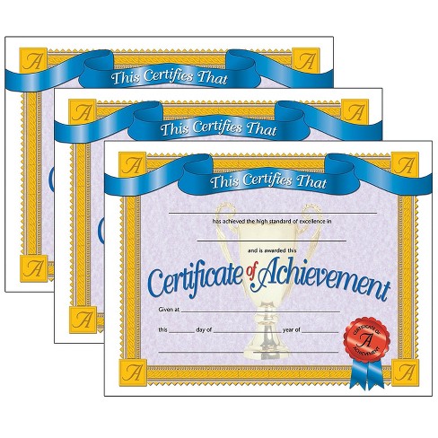 Hayes Publishing Certificate Of Achievement 30 Per Pack 3 Packs (h ...