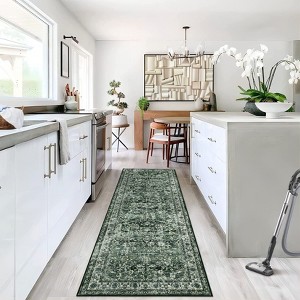 Boho Vintage Floral Printed Area Rug Machine Washable Ultra Thin Non Shedding Non Slip Foldable Stain Resistant Throw Rug - 1 of 4
