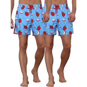 Lars Amadeus Men's Fruit Pattern Lightweight Beach Pool Summer Board Shorts 2 Pack - 1 of 4