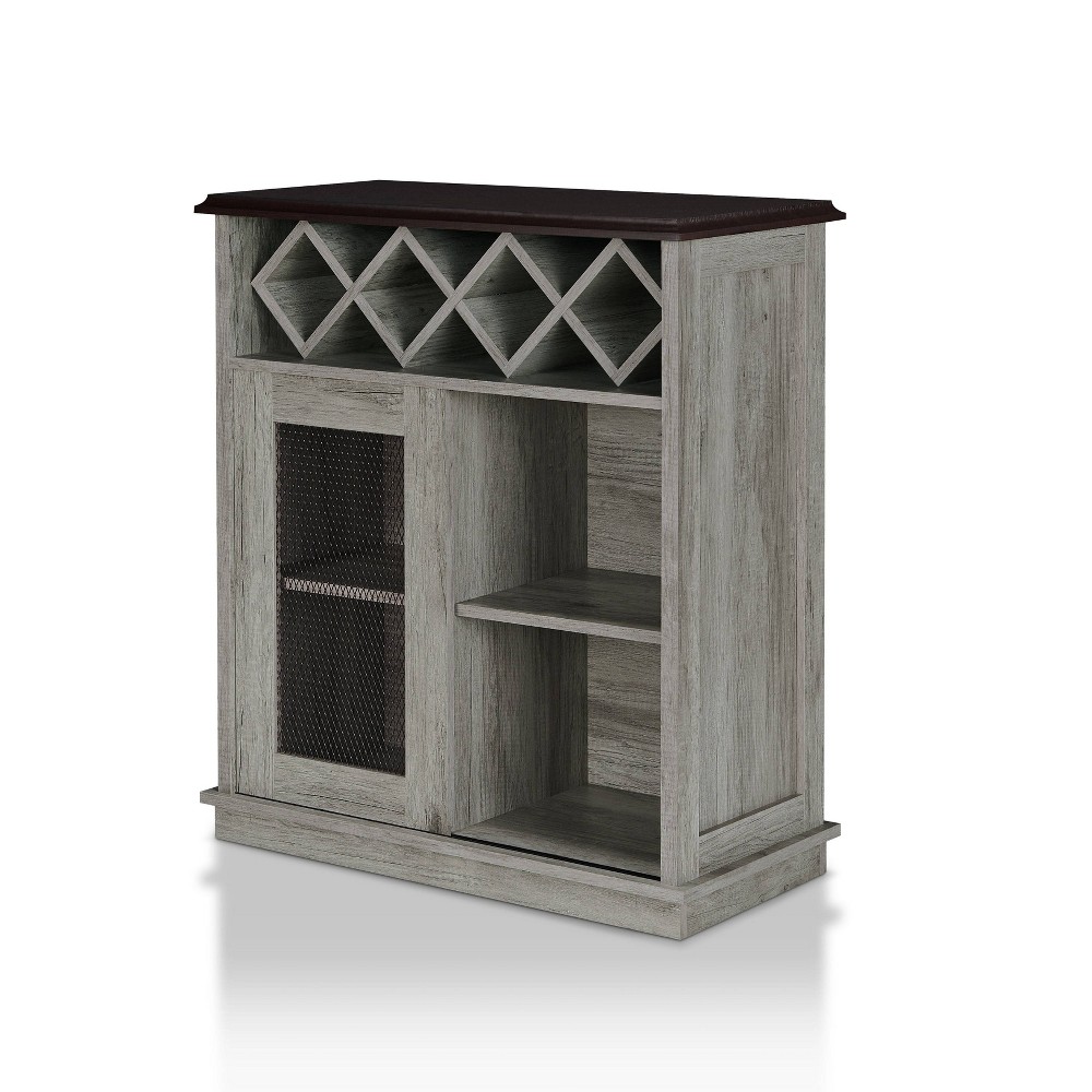 Haight Buffet with Sliding Cabinet Door Vintage Gray Oak - HOMES: Inside + Out: Contemporary Style, Metal Mesh Door, Wine Rack