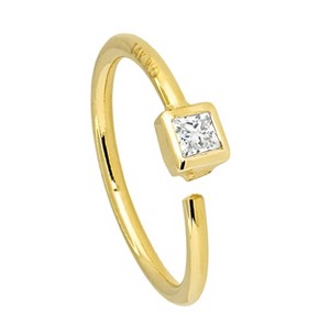 Jewelry Avalanche 20G 14K Gold Bezel Set Princess Cut Diamond Nose Hoop Ring - 1 of 4