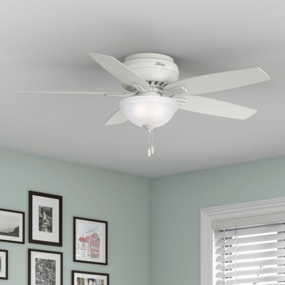 52" White Low Profile Ceiling Fan with LED Light