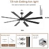 Kviflon 72 Inch Ceiling Fan with Light,Downrod LED Ceiling Fan,8 Plywood Blades - 2 of 4