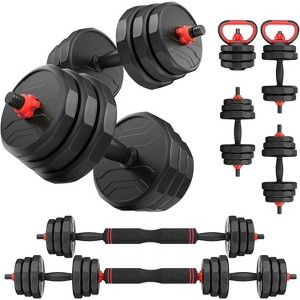 All-in-One Adjustable Dumbbell Set (20-80LB) with Barbell & Kettlebell Connector for Home Gym. - 1 of 4