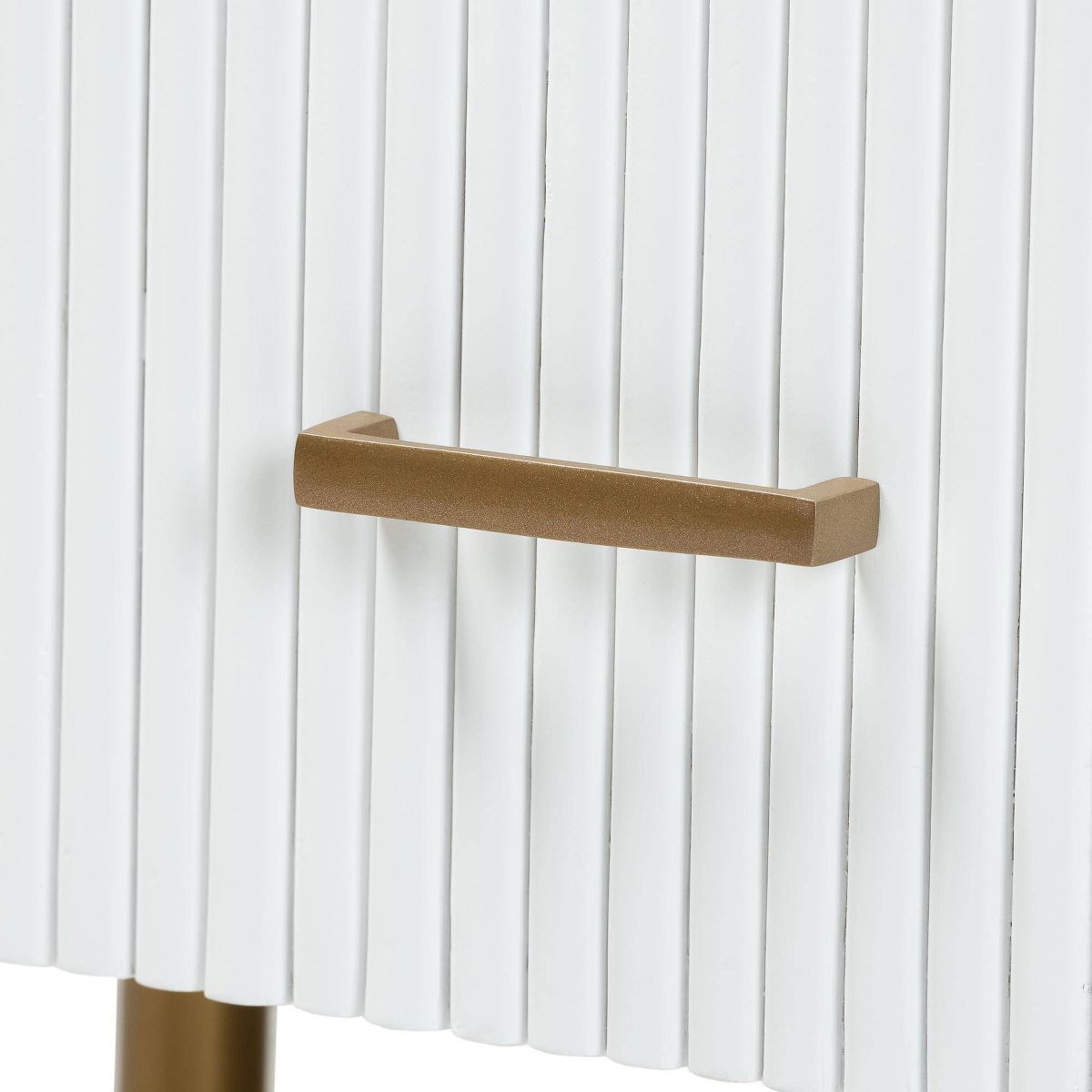 bali & pari Beyla Fluted Wood and Metal 3 Drawer Dresser White/Gold - thumbnail 5