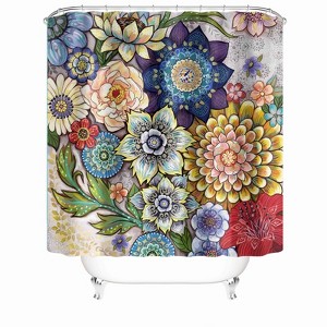 Flower Oil Painting Shower Curtains for Bathroom Waterproof Fabric Bath Curtain Durable Soft Stylish Bathroom Decor 72x72 Inch - 1 of 1