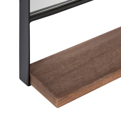 Chadwin Natural Black 20" x 34" Arched Wall Mirror with Mango Wood Shelf