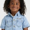 Toddler Boys' Short Sleeve Embroidered Denim Button-Up Shirt - Cat & Jack™ Medium Wash - 2 of 4